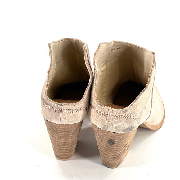 Dolce Vita Simran Suede Boots 9 Tan Western Embroidered Ankle Booties Boho Heel - Picture 3 of 8